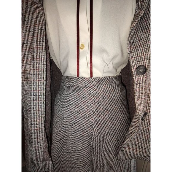 70's Vintage 3PC Red, Black, White & Grey Plaid Polyester Suit  Montgomery Ward - Picture 3 of 13